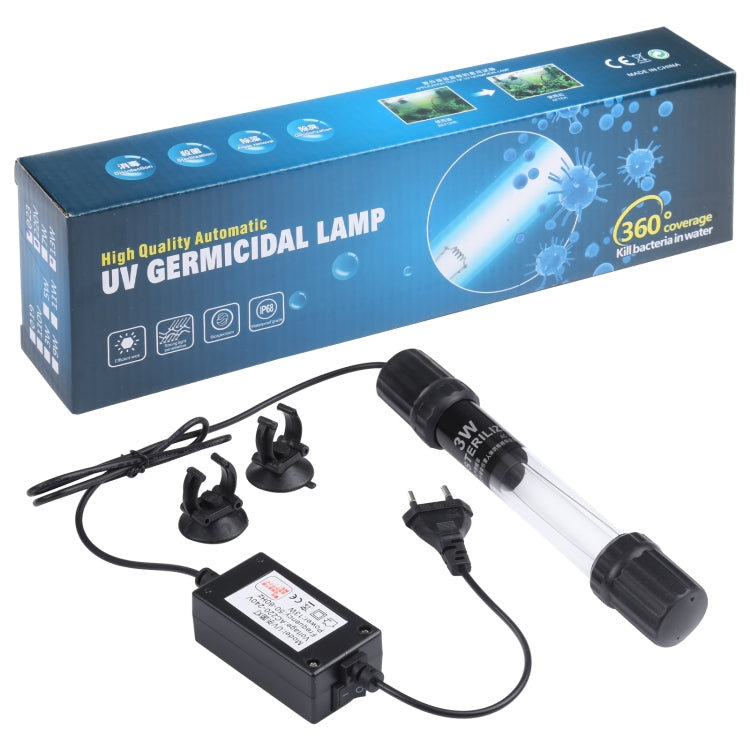 UV-003 3W UV紫外線殺菌燈 除藻消毒魚缸燈, 歐規