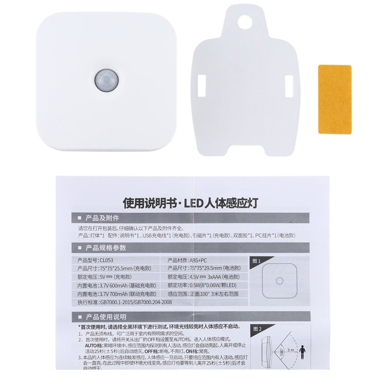 CL053 LED方形人體感應燈, 款式: 電池款