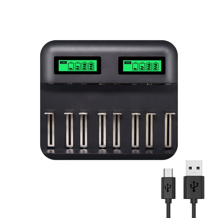5V 2A USB 8槽電池充電器帶液晶显示屏 適用於AA & AAA & C / D電池