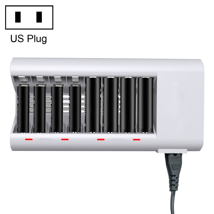 100-240V 8槽電池充電器 適用於AA & AAA電池，美規