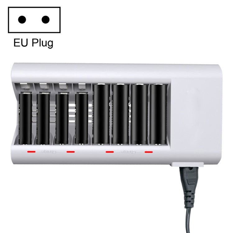 100-240V 8槽電池充電器 適用於AA & AAA電池，歐規