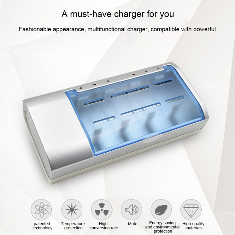 AC 100-240V 4槽電池充電器 適用於AA & AAA & C / D型電池，歐規