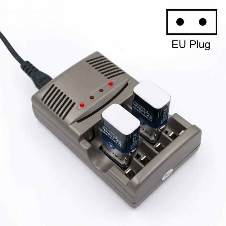 AC 100-240V 4槽電池充電器 適用於AA & AAA & 9V鎳氫電池，歐規