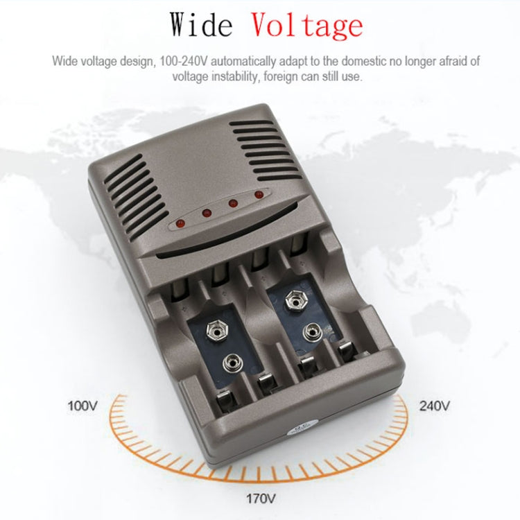 AC 100-240V 4槽電池充電器 適用於AA & AAA & 9V鎳氫電池，澳規