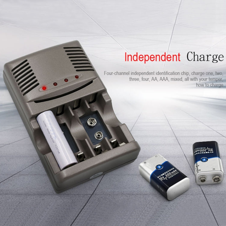 AC 100-240V 4槽電池充電器 適用於AA & AAA & 9V鎳氫電池，英規