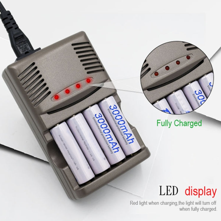 DC 100-240V 4槽電池充電器 適用於AA & AAA & 9V鎳氫電池，美規