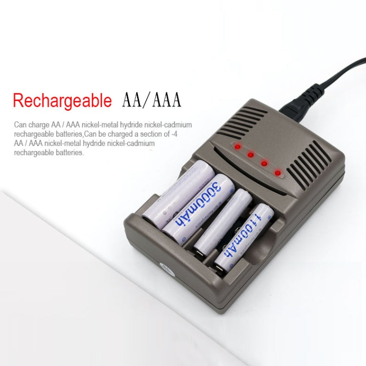 DC 100-240V 4槽電池充電器 適用於AA & AAA & 9V鎳氫電池，美規
