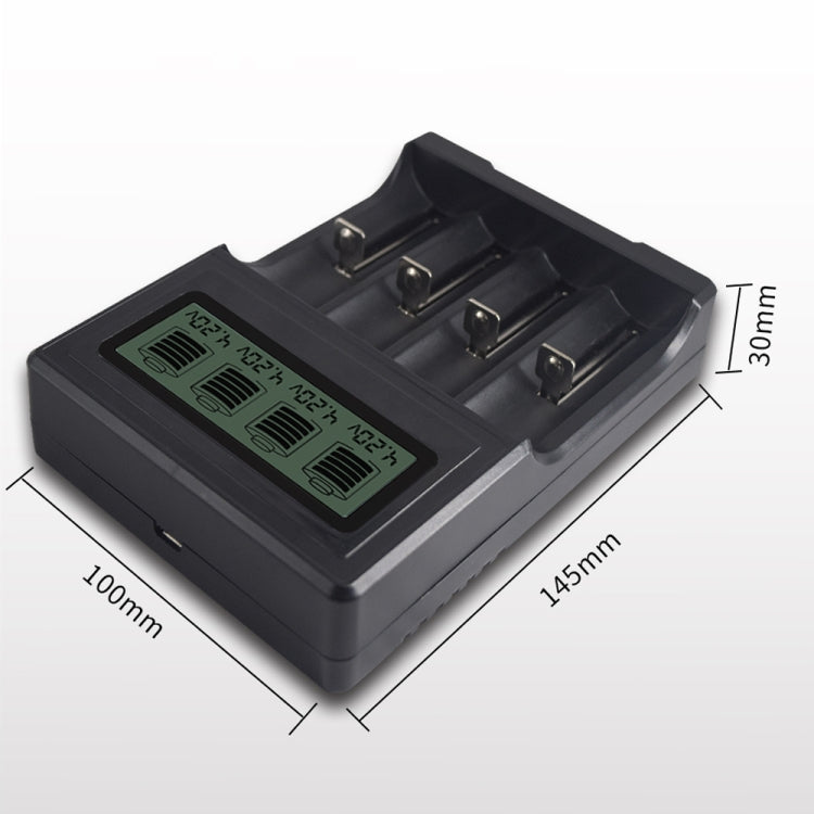 Micro USB 4槽電池充電器帶液晶显示屏 適用於3.7V鋰離子電池