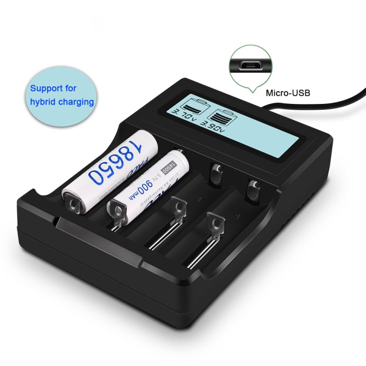 Micro USB 4槽電池充電器帶液晶显示屏 適用於3.7V鋰離子電池