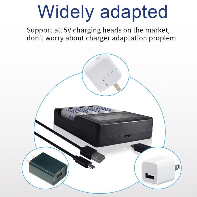 Micro USB 4槽電池充電器帶液晶显示屏 適用於3.7V鋰離子電池