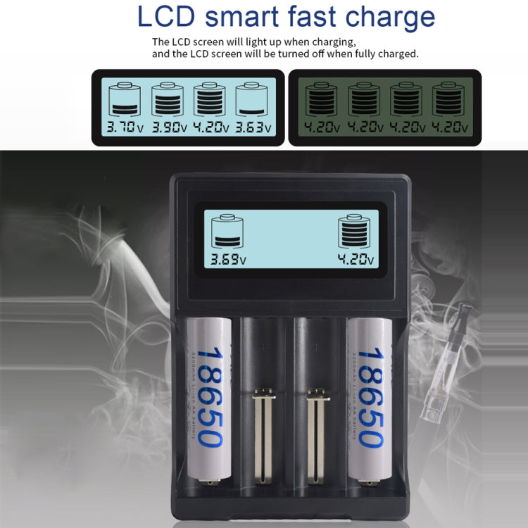 Micro USB 4槽電池充電器帶液晶显示屏 適用於3.7V鋰離子電池