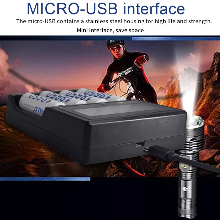 Micro USB 4槽電池充電器帶液晶显示屏 適用於3.7V鋰離子電池