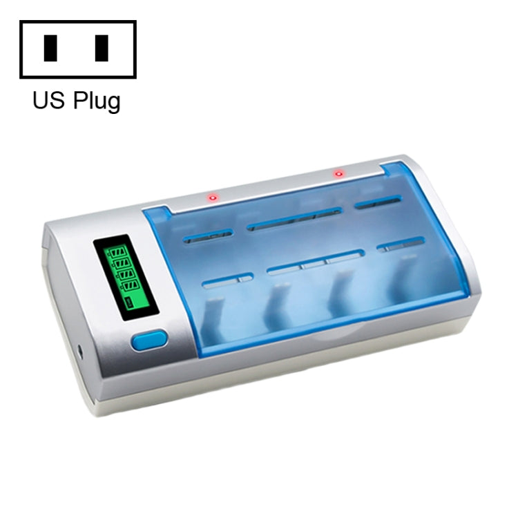 AC 100-240V 4槽電池充電器帶液晶显示屏 適用於AA & AAA & C / D型電池，美規