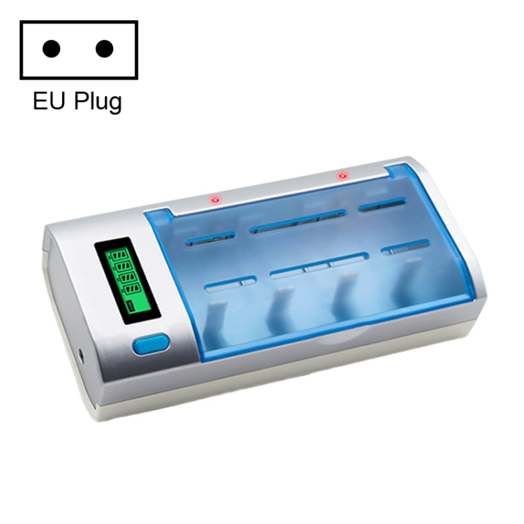 AC 100-240V 4槽電池充電器帶液晶显示屏 適用於AA & AAA & C / D型電池，歐規