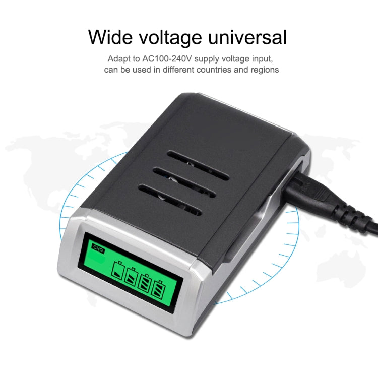 AC 100-240V 4槽電池充電器帶液晶显示屏 適用於AA & AAA電池，歐規