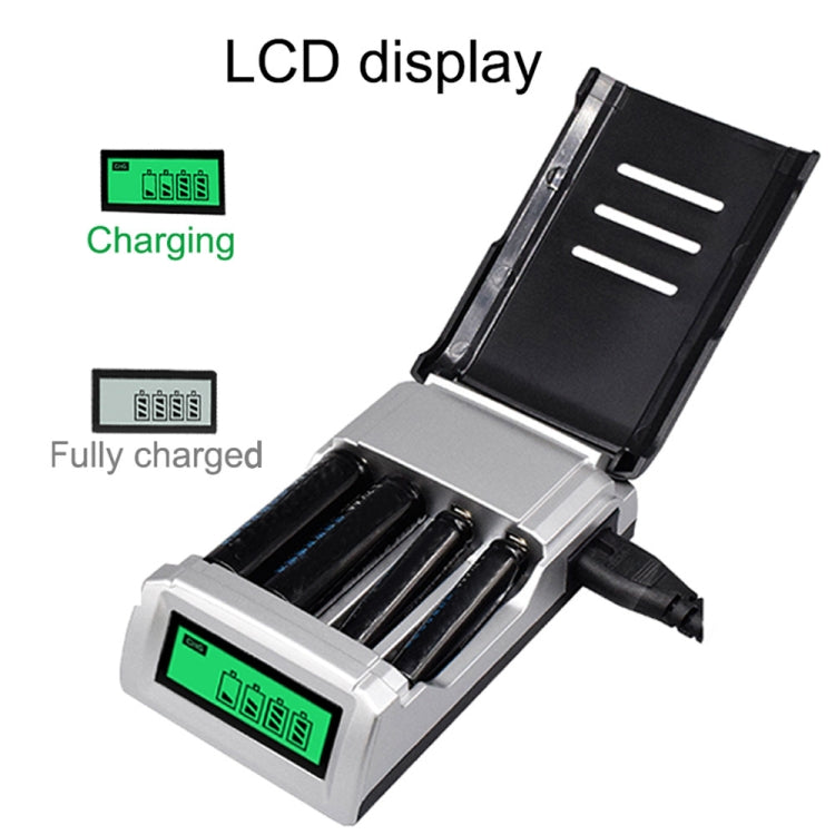 AC 100-240V 4槽電池充電器帶液晶显示屏 適用於AA & AAA電池，英規