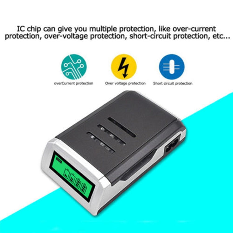 AC 100-240V 4槽電池充電器帶液晶显示屏 適用於AA & AAA電池，英規