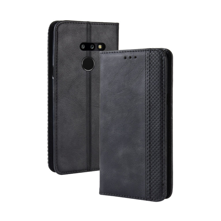 適用於LG G8 ThinQ 磁扣復古紋左右翻蓋皮套 帶支架&卡槽&錢包