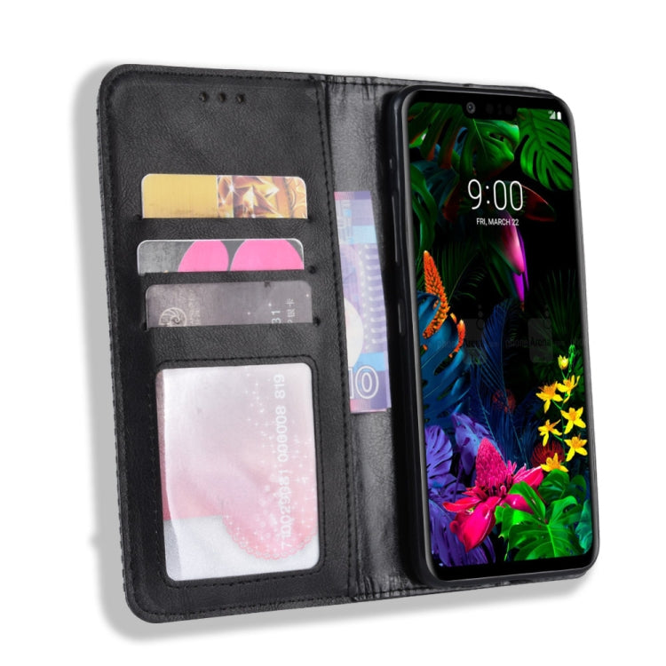 適用於LG G8 ThinQ 磁扣復古紋左右翻蓋皮套 帶支架&卡槽&錢包
