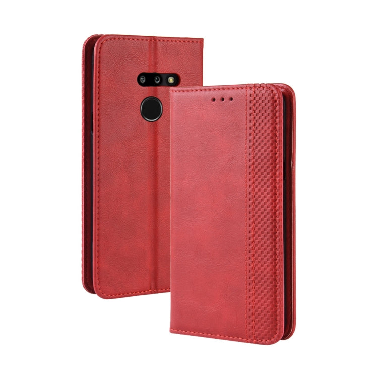 適用於LG G8 ThinQ 磁扣復古紋左右翻蓋皮套 帶支架&卡槽&錢包