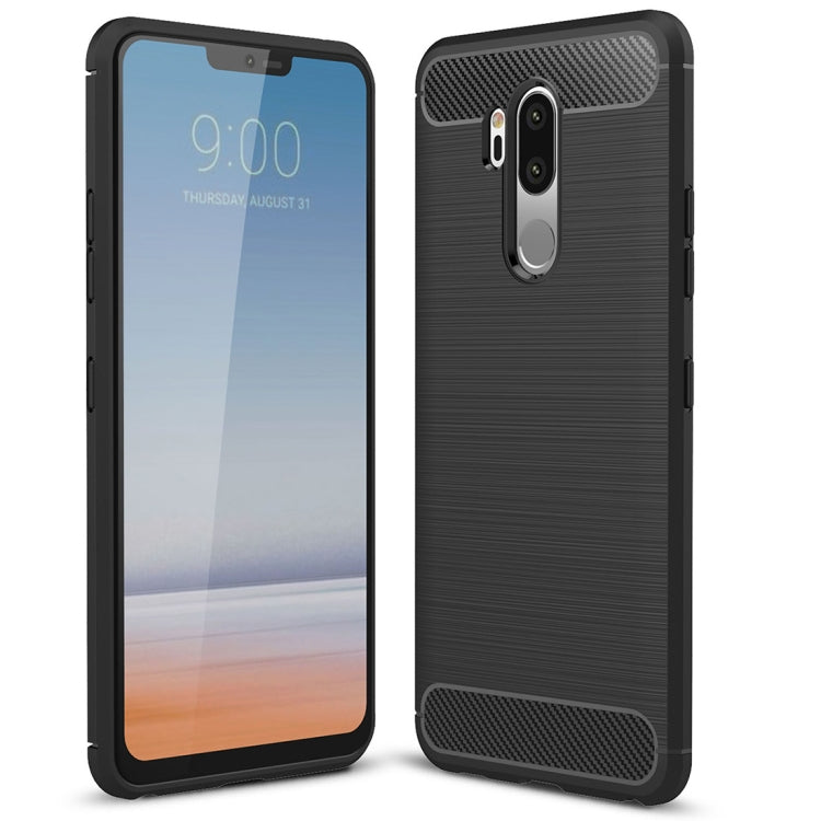 適用於LG G7 ThinQ 防滑拉絲碳纖維紋TPU保護殼