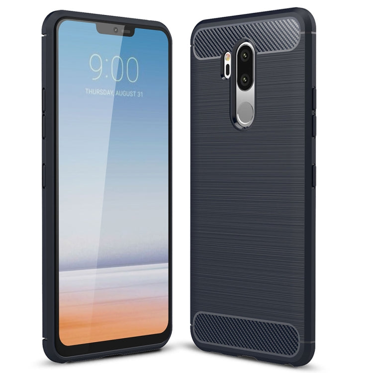 適用於LG G7 ThinQ 防滑拉絲碳纖維紋TPU保護殼