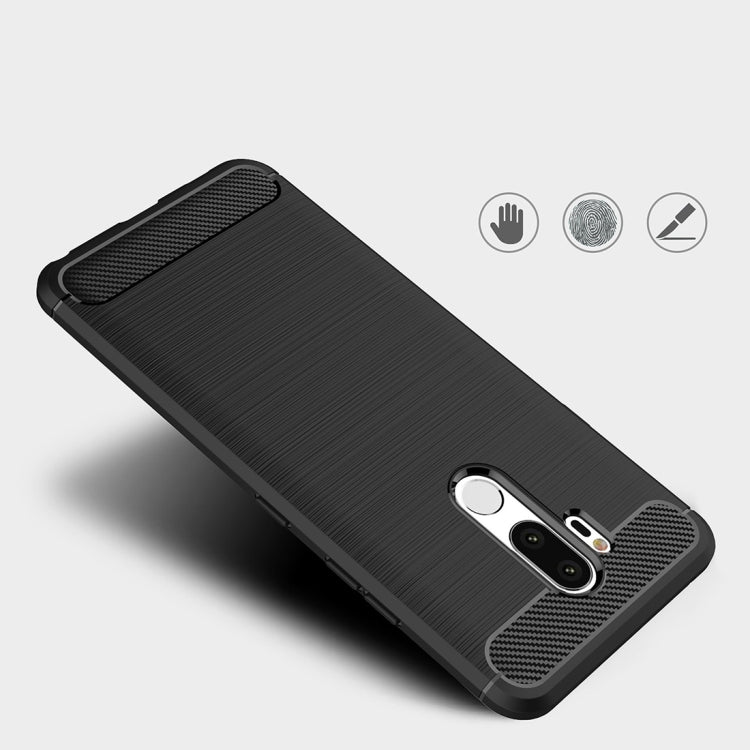 適用於LG G7 ThinQ 防滑拉絲碳纖維紋TPU保護殼