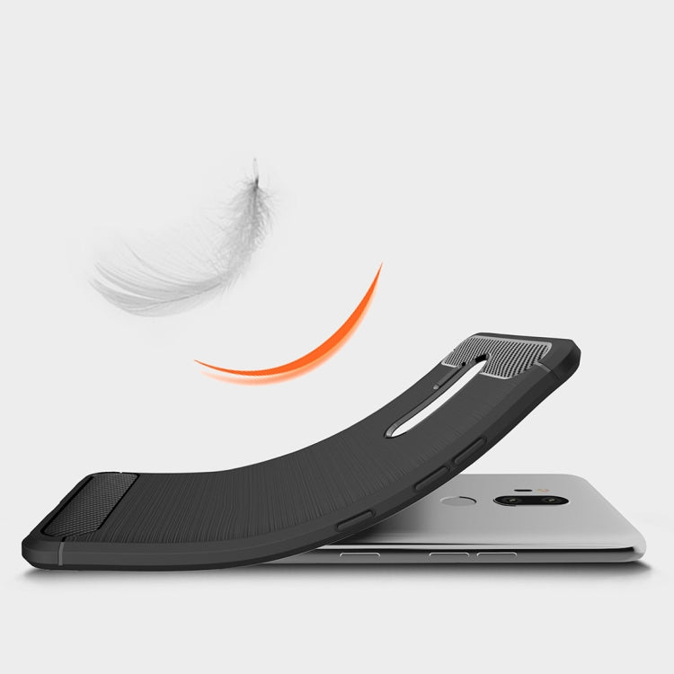 適用於LG G7 ThinQ 防滑拉絲碳纖維紋TPU保護殼