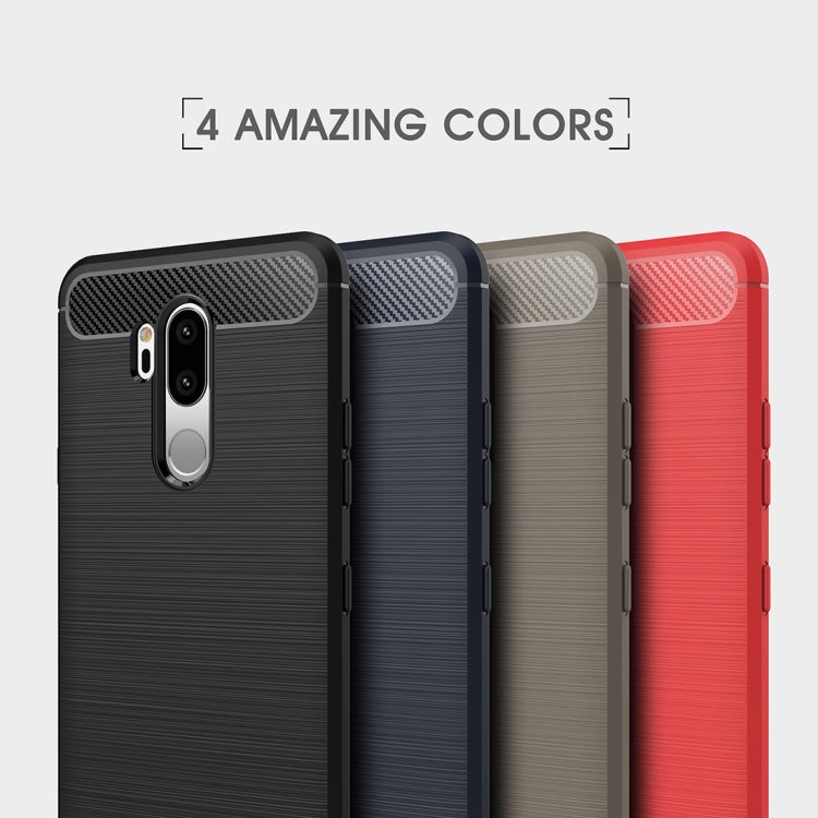 適用於LG G7 ThinQ 防滑拉絲碳纖維紋TPU保護殼