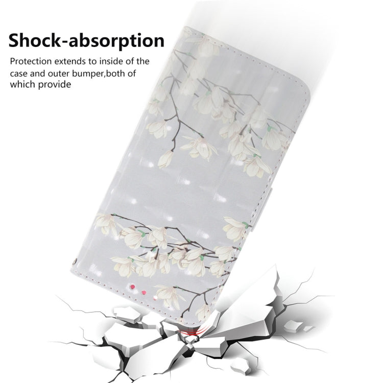 適用於LG Q Stylo 5 3D彩繪玉蘭花圖案左右開皮套 帶支架&卡槽&錢包