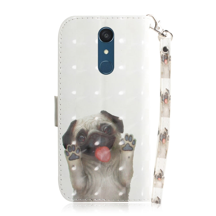 適用於LG Q Stylo 5 3D彩繪哈巴狗圖案左右開皮套 帶支架&卡槽&錢包