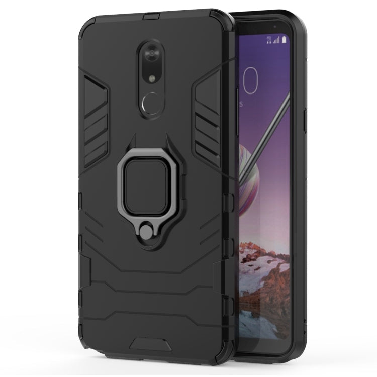 適用於LG Q Stylo 5 黑豹PC + TPU磁吸指環支架防摔保護殼