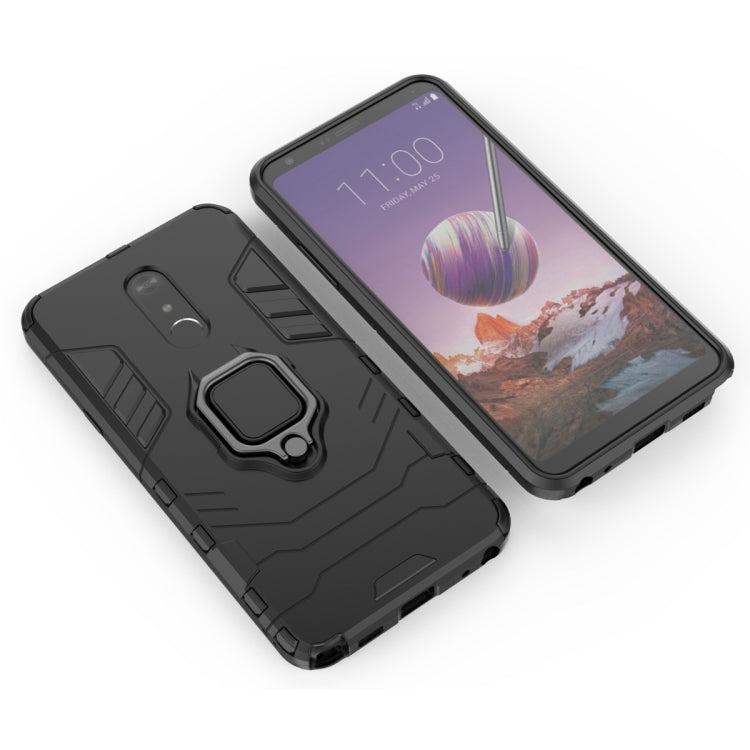 適用於LG Q Stylo 5 黑豹PC + TPU磁吸指環支架防摔保護殼