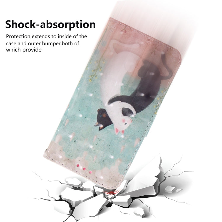 適用於 LG K50 3D 黑白貓圖案 彩繪左右開皮套，帶支架&卡槽&錢包
