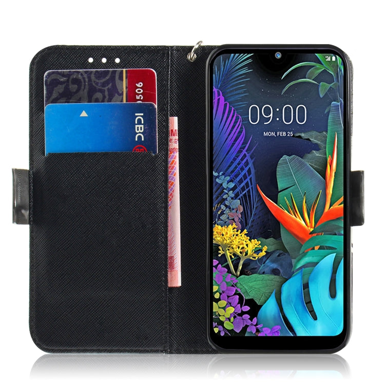 適用於 LG K50 3D 孔雀花圈圖案 彩繪左右開皮套，帶支架&卡槽&錢包