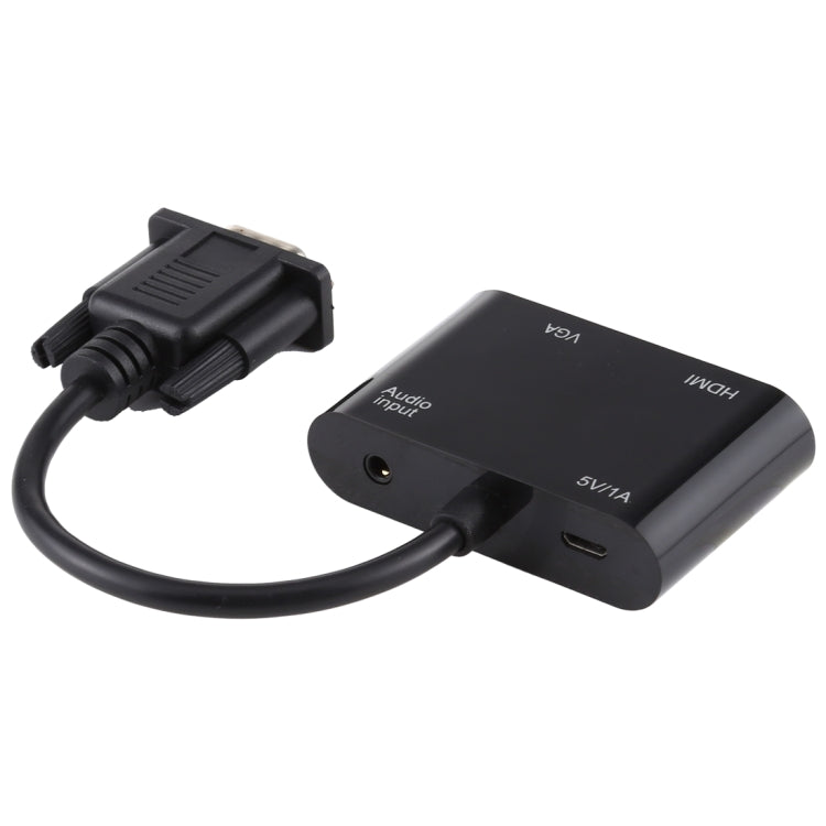 二合一 VGA 轉 VGA+HDMI 15 Pin HDTV 音頻適配器轉換器
