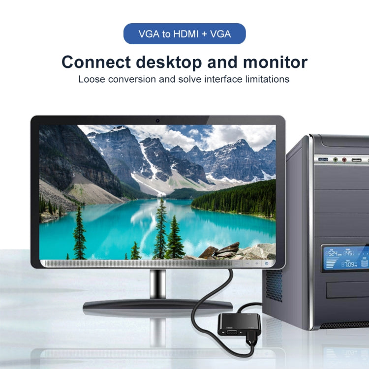 二合一 VGA 轉 VGA+HDMI 15 Pin HDTV 音頻適配器轉換器