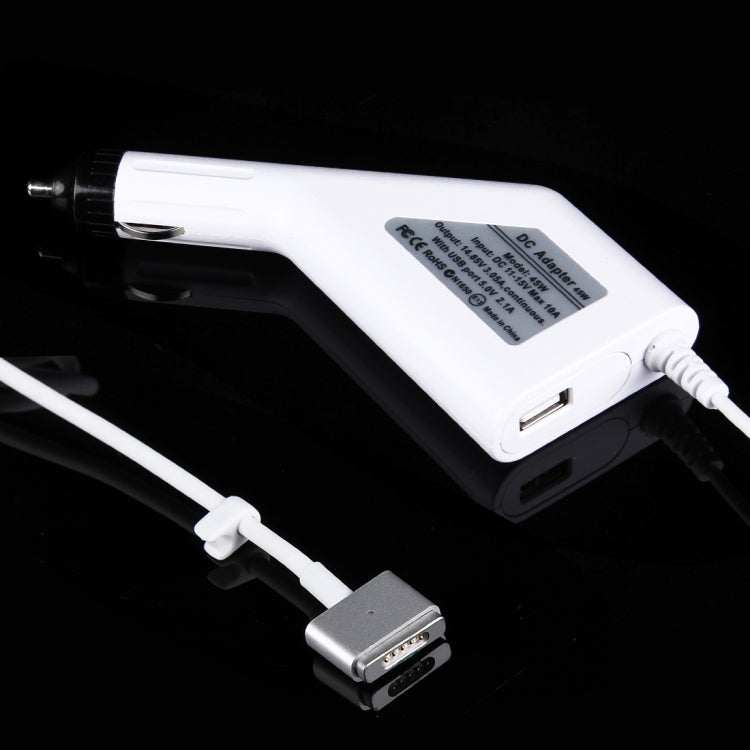 45W 14.85V 3.05A 5 Pin磁頭 適用於蘋果筆記本電腦車載充電器, 帶1個USB 接口, 線長：1.7米