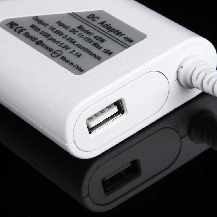 45W 14.85V 3.05A 5 Pin磁頭 適用於蘋果筆記本電腦車載充電器, 帶1個USB 接口, 線長：1.7米