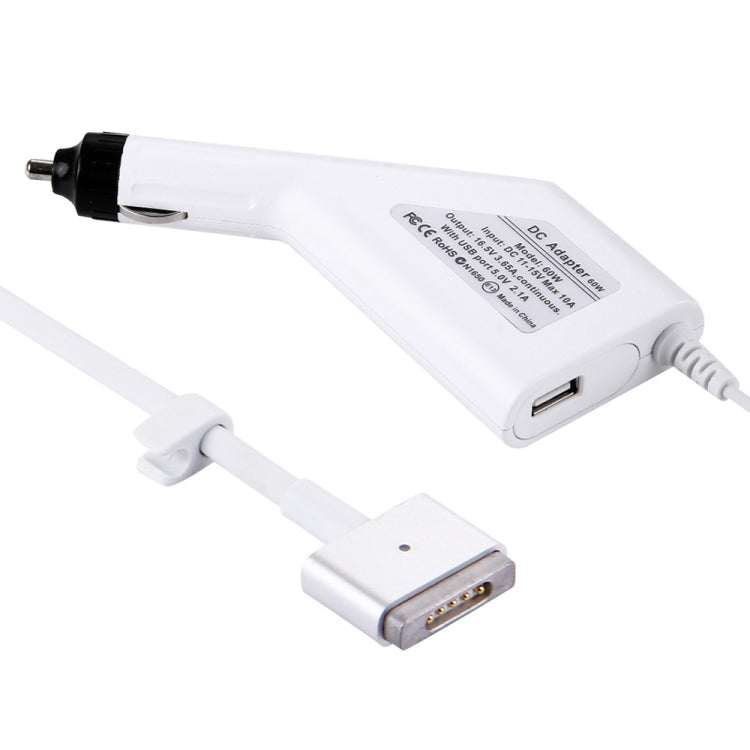 60W 16.5V 3.65A 5 Pin磁頭 適用於蘋果筆記本電腦車載充電器, 帶1個USB 接口