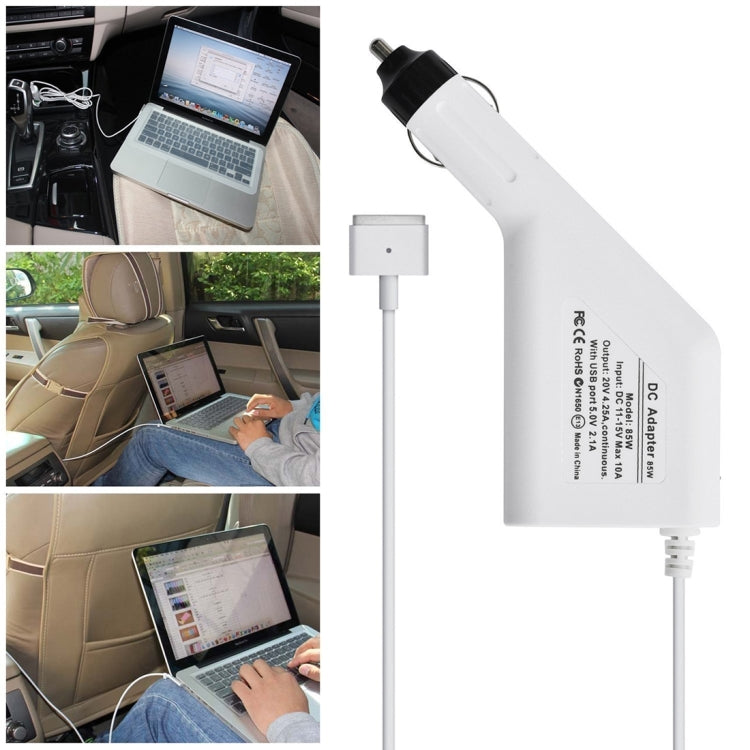 85W 20V 4.25A 5 Pin磁頭 適用於蘋果筆記本電腦車載充電器, 帶1個USB 接口
