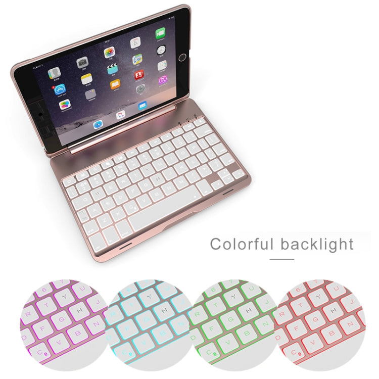 F8SM+ 筆記本款 七彩背光鋁合金藍牙鍵盤平板鍵盤皮套 適用於iPad mini 4 / mini 5
