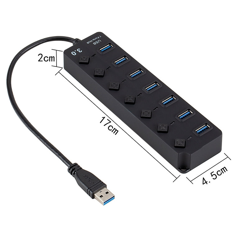 USB3.0高速7口 HUB集線器 一拖七分線器帶開關