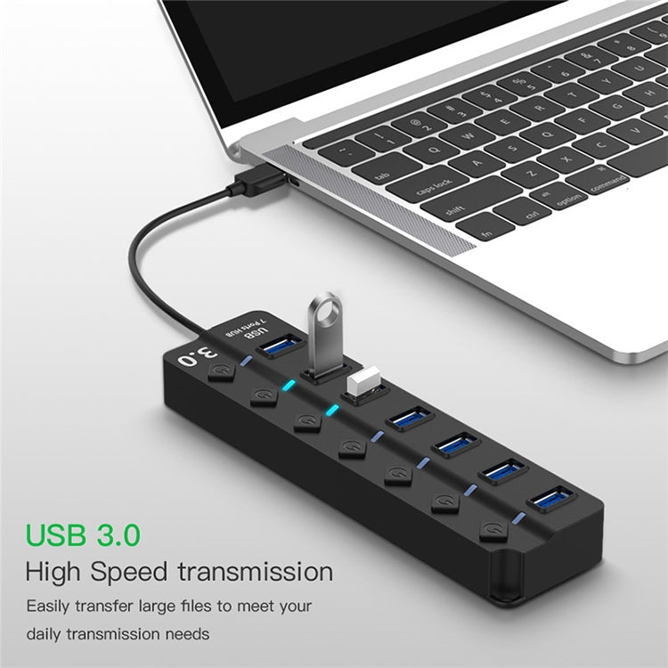 USB3.0高速7口 HUB集線器 一拖七分線器帶開關