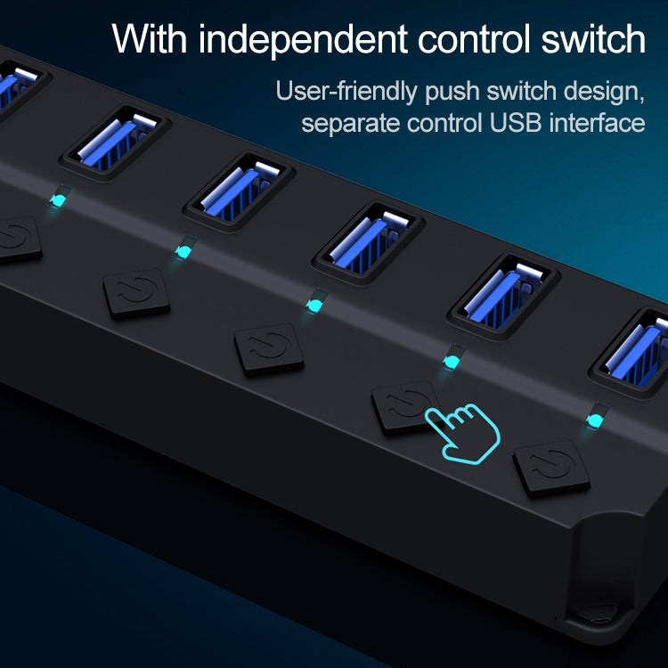 USB3.0高速7口 HUB集線器 一拖七分線器帶開關