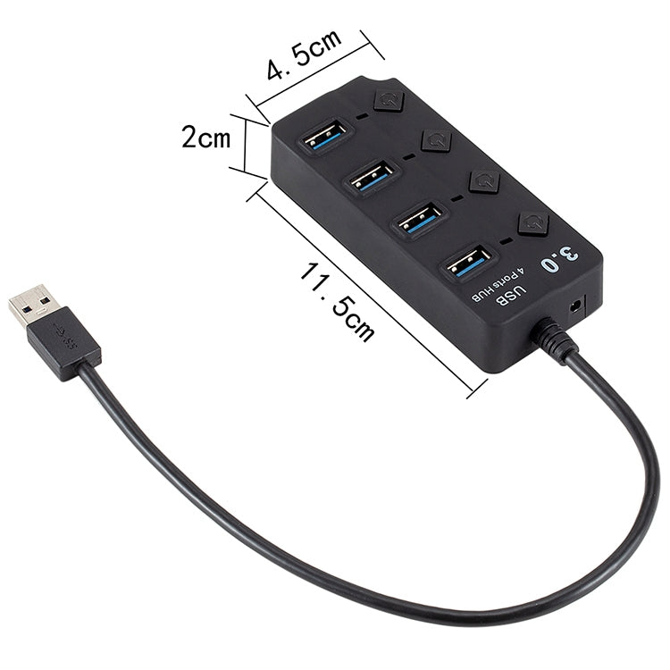 USB3.0高速4口 HUB集線器 一拖四分線器帶開關