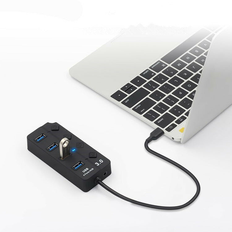 USB3.0高速4口 HUB集線器 一拖四分線器帶開關
