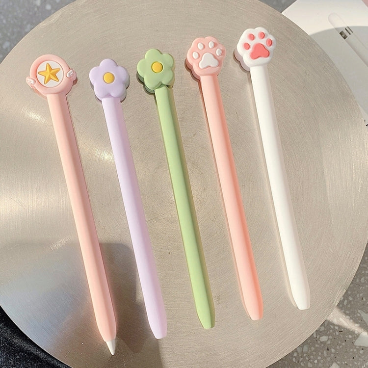Cute Cartoon Silicone Protective Cover for Apple Pencil 2(Cat Claw Pink)