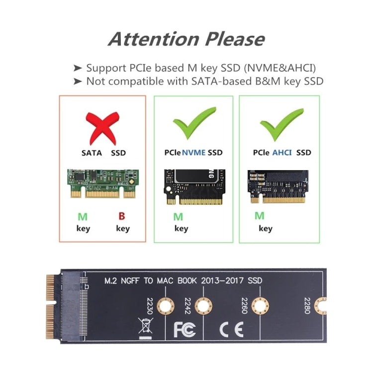 M.2 PCIE NVME SSD 轉Mac Book Air Pro 2013-2017 SSD轉接卡適用於A1465 A1466 A1398 A1502
