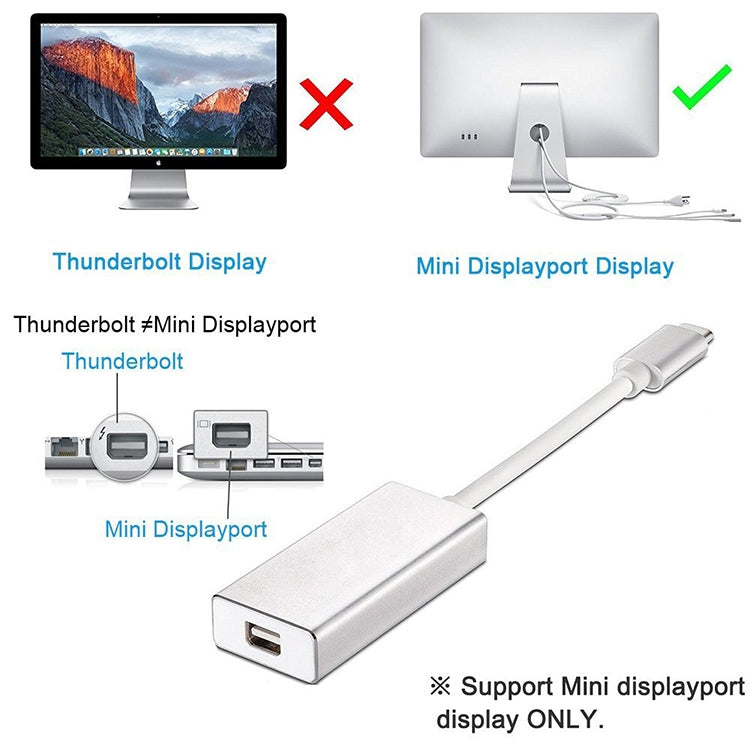 USB 3.1 Type-C 公頭轉Mini DP母頭 高清轉換線，線長：12cm